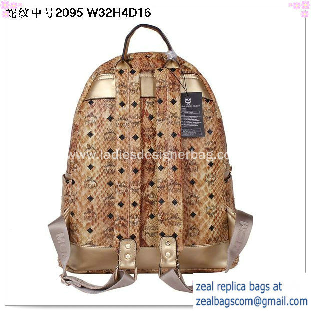 High Quality Replica Hot Sale MCM Armour Medium Backpack Snake Leather MC2095 Gold - Click Image to Close